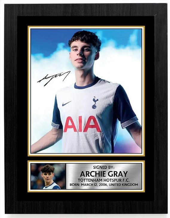 FoxyPrinting Archie Gray Poster Print – Autograph Style Wall Art – Framed or Unframed – Gift for Fans, A4 Poster + Silver Frame
