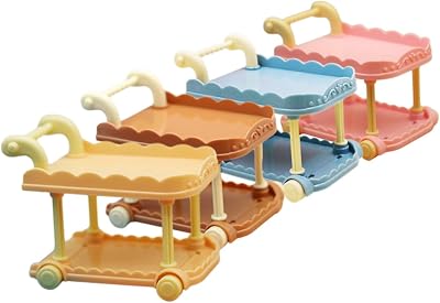 KICHOUSE 4Pcs Miniature Food Cart Stylish Dollhouse Accessory for Mini Home Decor Safe Material for DIY Mini House Projects Lovely Housewarming Present