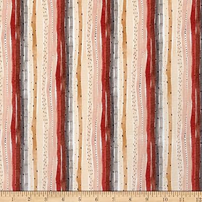 FIGO Wild West Stripes Fabric, White Multi Yard
