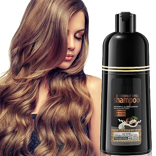 TENGLONG Dark Brown Herbal Color Hair Dye Shampoo for Men and Women, 3 in 1 for Gray Hair Coverage, Instant Coloring Shampoo 500ML