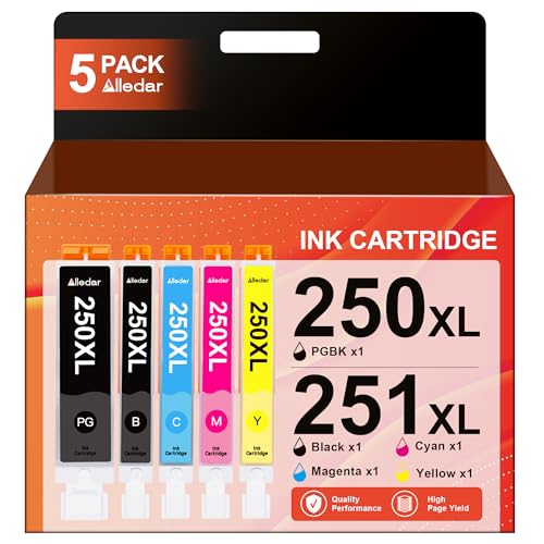 MX922 Printer Ink Cartridges 250 and 251 Replacement for Canon PGI-250XL CLI-251XL Work with Canon Pixma IX6820 MX922 MX920 MG7120 IP8720 MG5520 MG7520 Printer PGBK Black Cyan Magenta Yellow 5 Pack