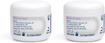 Mal-A-Ket Wipes, 2.25 Round, jar,50 Count Pack of 2