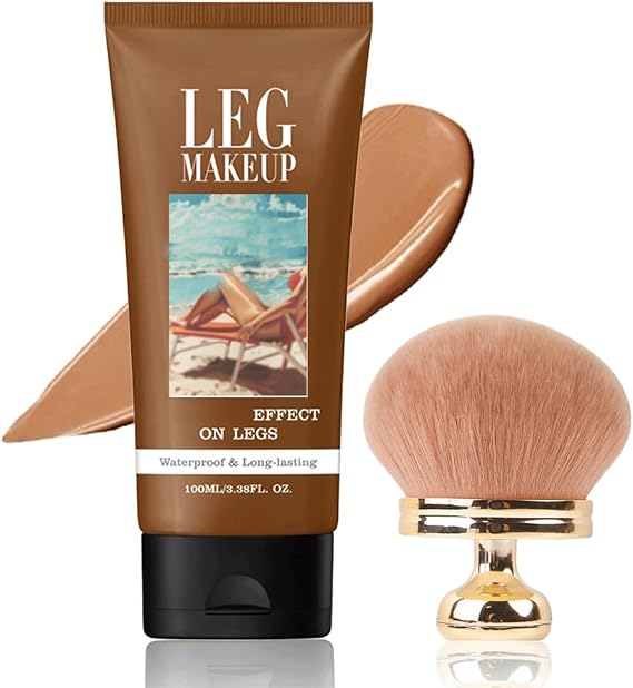 Legs Makeup Waterproof with Brush - No Transfer Body Concealer for Varicose Veins Appearance, Tattoo & Scar Cover Up for All Skin Tones, Waterproof (Bronze)