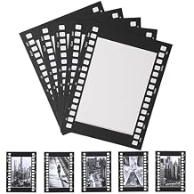 4''6'' Paper Picture Frames,Wall Mount Display Pictures Vintage Cinematic Film Photo Frame,5Pcs Wall Hanging Photo Frames Set for Idol Postcard,Home Decor,Gifts (Black)