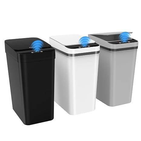 Kssvzz 3 Pack Automatic Small Bathroom Trash Can with Lid (2.5 Gallon)