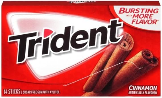 Trident Sugar Free Gum - Cinnamon 14 STICKS RED - 12 PACK