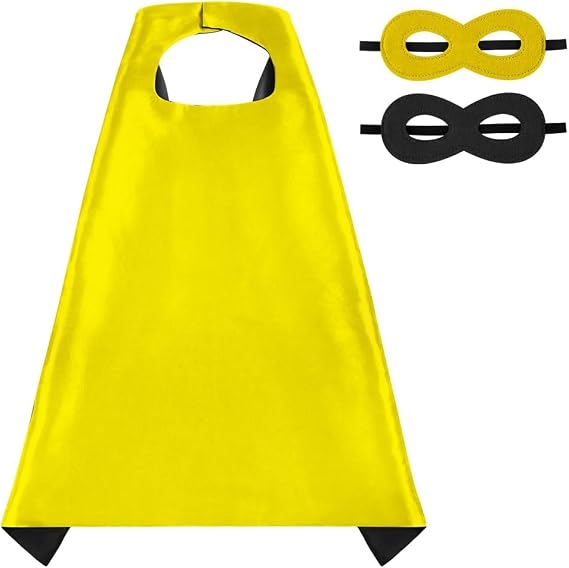 AUYAO Kids Cape Double-Sided Dual-Color Cape, Party Costume Cloak Mask Set Outfits with 1 Pc Felt Mask, Masquerade Cosplay Reversible Cloak Dressing up Halloween Christmas for Boys Girls