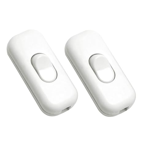 Inline Light Switch, 2-Pack 250V 6Amp Push Button Switch, White