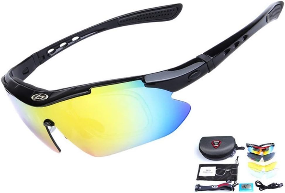 Runspeed Polarized Sports Sunglasses UV400 with 5 Interchangeable Lenes for Men Cycling Running Driving Fishing Glasses