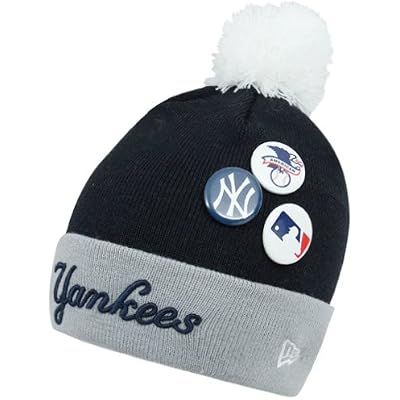 MLB New Era New York Yankees Button Up Cuffed Knit Beanie - Navy BlueGray