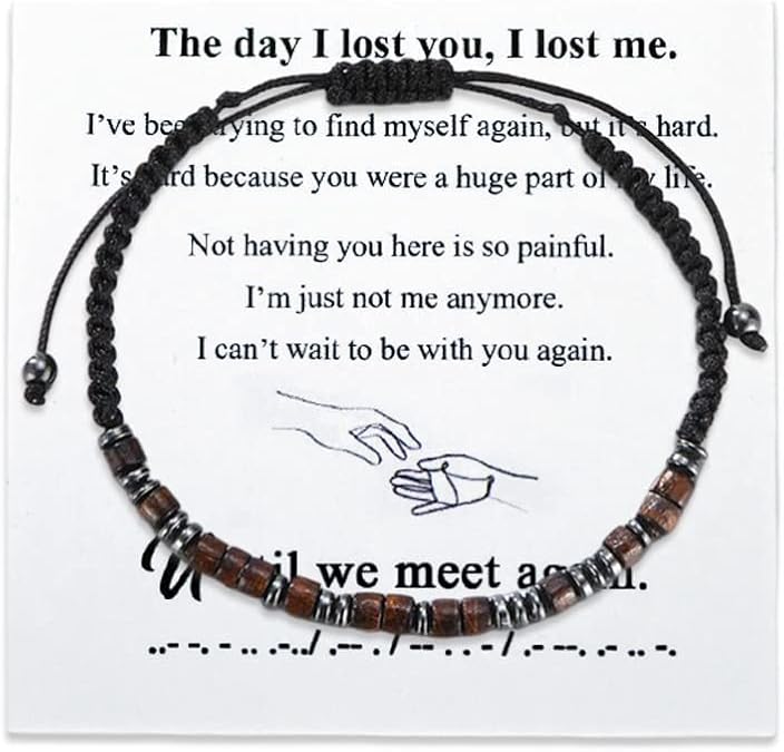 Kefley Memorial Bracelets for Women Men Sympathy Bereavement Gifts for Loss of Mom Dad Infant Loss Bracelet Baby Remembrance Gift Until We Meet Again Morse Code Bracelet
