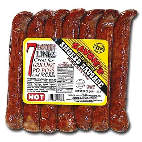 Savoie's Hot Smoked Sausages Links, 7 count