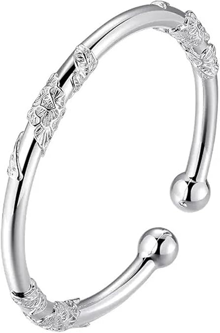 Sterling Silver Bangle Bracelets for Women Adjustable 925 Silver Bangles