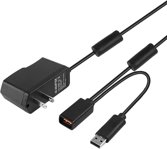 VSEER Kinect USB AC Adaptörü Güç Kaynağı Kablosu Yedek Adaptörü Mircosoft Xbox 360 Kinect Sensör Sistemi için, Siyah