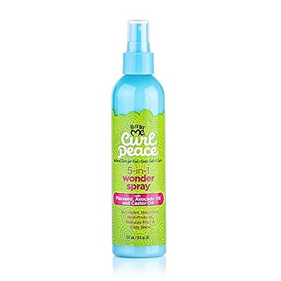 Just For Me Curl Peace 5-In-1 Wonder Spray - Detangles, Nourishes, Heat-Protects, Reduces Frizz, Adds Shine, Contains Flaxseed, Avocado Oil, Castor Oil, No Animal Testing, 8 oz