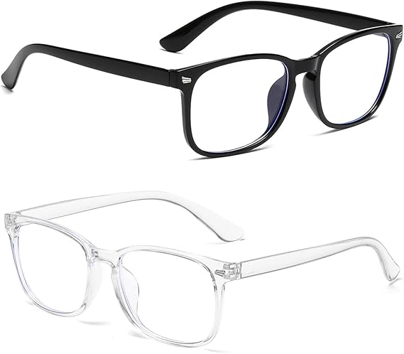 2 Pcs Blue Light Glasses - Blue Light Blocking Glasses for Men & Women - Anti-Blue Light Glasses - Fake Glasses for Computer & Screen Use