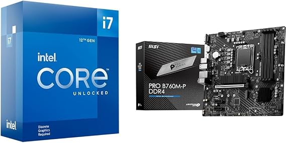 Intel Core i7-12700KF Gaming Desktop Processor + MSI PRO B760M-P DDR4 ProSeries Motherboard