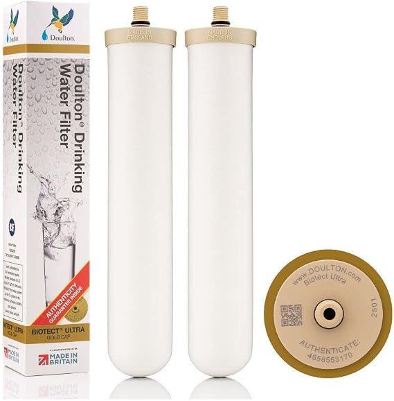 Doulton W9123050 10" Biotect Ultra Authentic Drinking Water Ceramic Replacement Candle Element Filter 2504 White NSF Certified M12 Thread