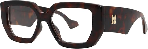 Mad Shade Clear Lens Non-Prescription Fake Glasses for Women & Men, Retro Oversized Eyewear, Trendy Fashion Accessories