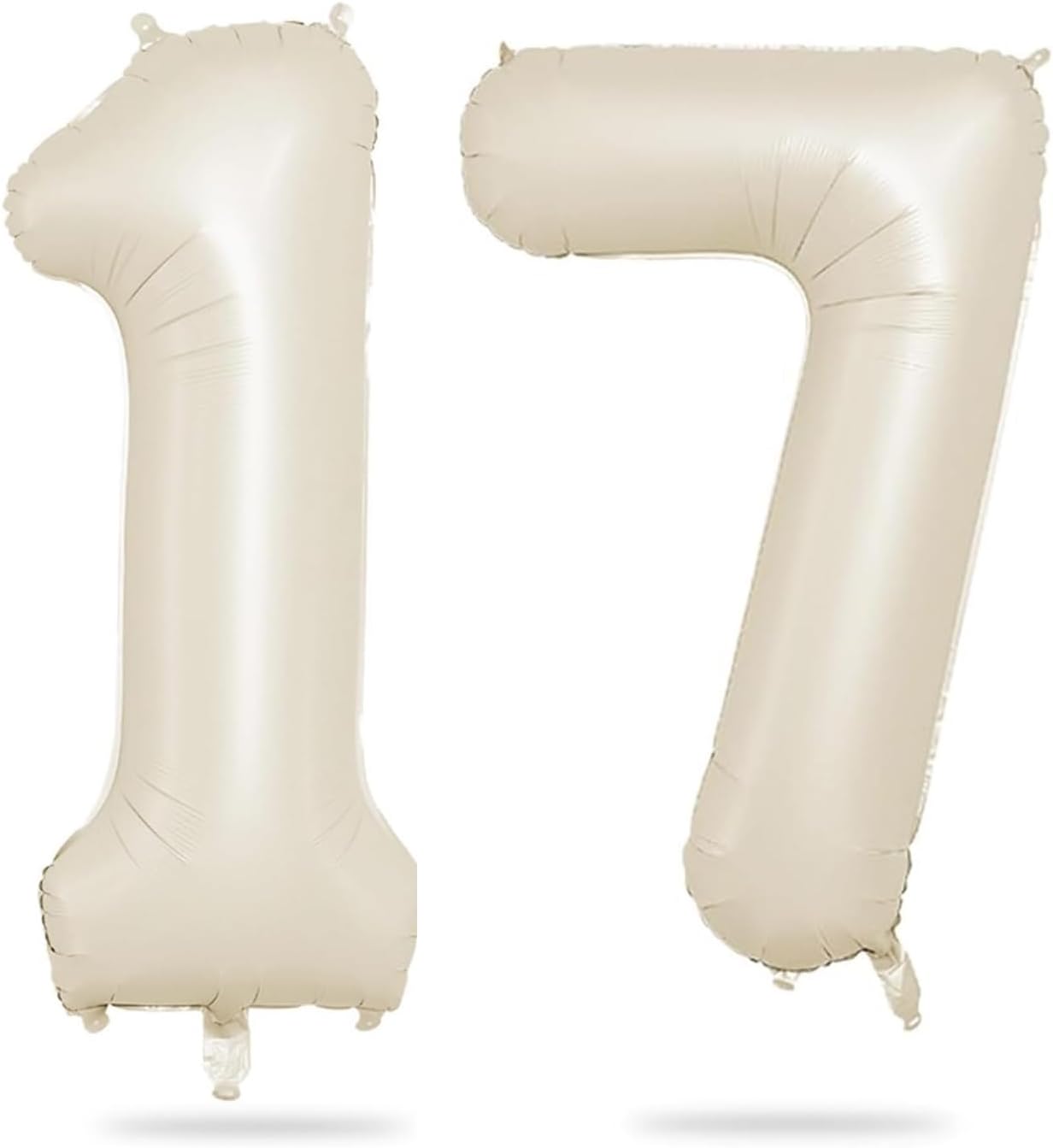 40 Inch Cream Number 17 Balloon, Beige Large 17th Birthday Balloons, Digital 17 Cream White Giant 17 Foil Balloon for Boys Girls 17th Birthday Decorations Anniversary Baby Shower Party Decoration
