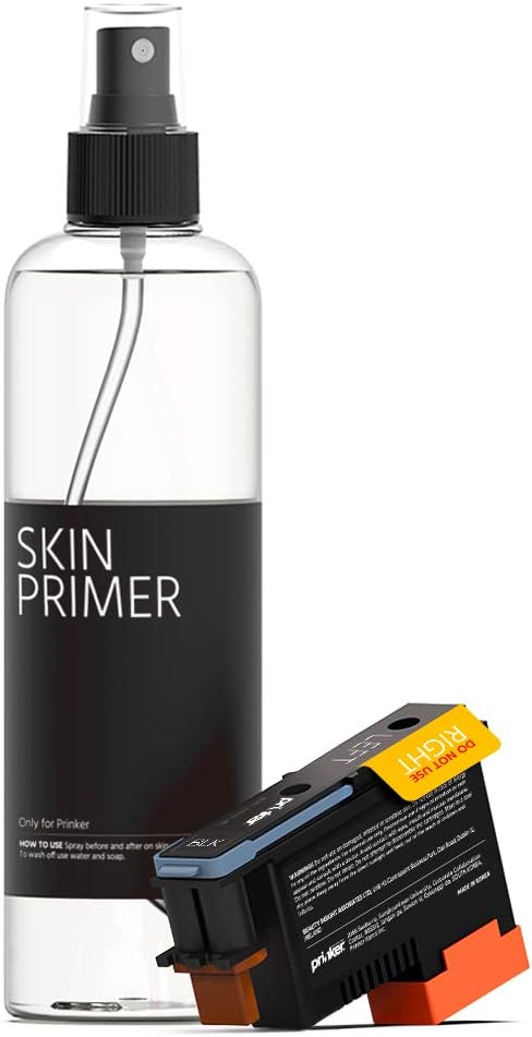 Prinker S Black Ink Refill, Skin-Safe Black Cosmetic Ink & Primer Spray, Water-Resistant and Soap-Washable, Skin-Safe, Festivals Parties Sport Events, Compatible with Prinker S