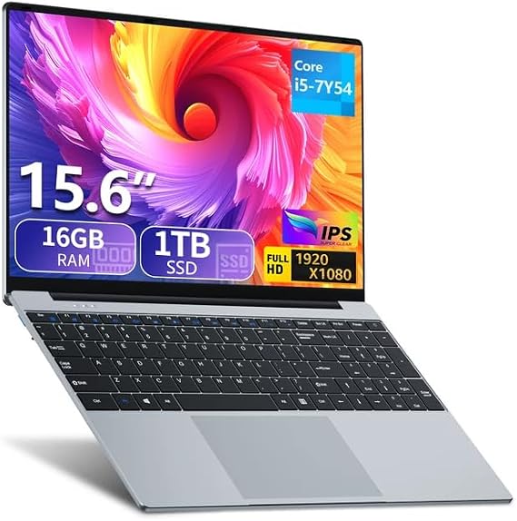 Laptop Computer 2026,15.6 inch Laptop Core i5-7Y54 Processor, Win 11 Pro Laptop 16GB RAM 1TB SSD, 1920 x 1080 FHD 16:9 Display, Office Suite Notebook with Backlit Keyboard, Student Business Laptops