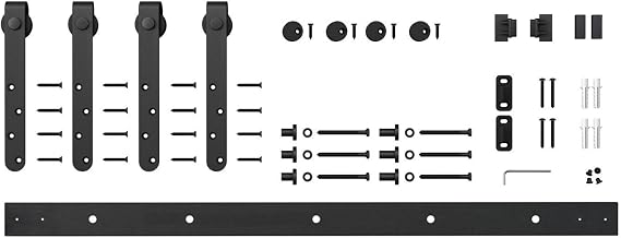 Architectural Products 48" Mini Barn Door Hardware Kits for Double Cabinet Doors. Classic Strap Design in Matte Black FSDH-STPKT-BK-4-DD trimmable Down to 43" Measuring 1" in Height