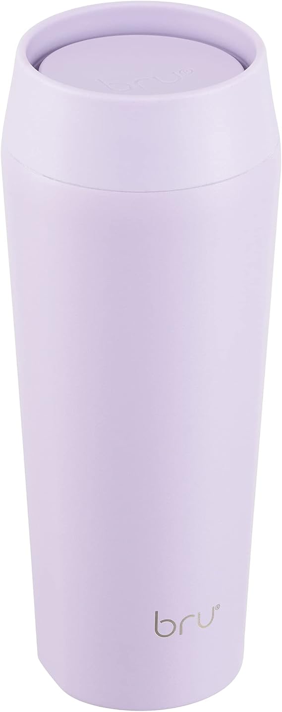 bru Travel - Insulated Coffee Cup Travel Mug for Hot Drinks, Leakproof, Ceramic Lined (16 oz, Purple Dream)