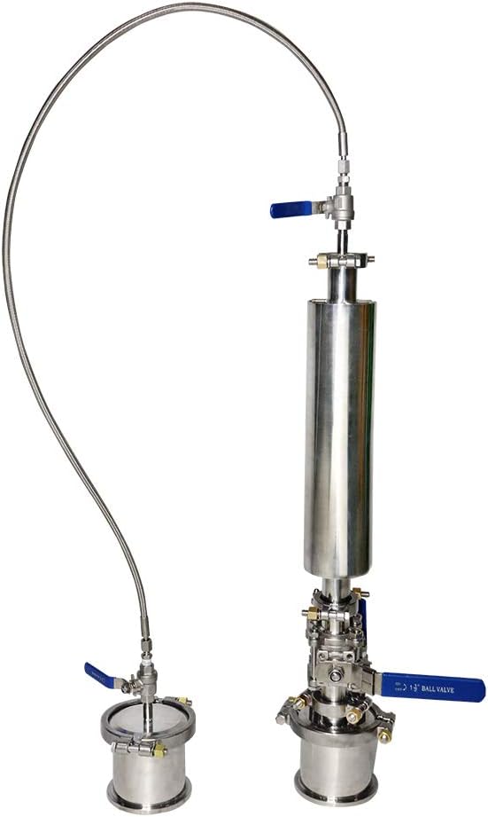 HNZXIB Closed Loop Extractor 0.25LB Stainless Steel Vacuum Chamber/Tube with Tripod Used to Extract from Plant Leaves,Closed Loop Extractor Vacuum Chamber Tube Closed Loop Extraction System