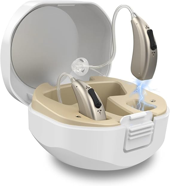 Rechargeable Hearing Aids for Seniors with Noise Reduction - Silver
