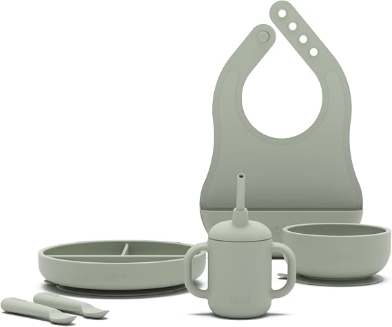 Lalo First Bites Full Kit, 6-Piece Non-Toxic Silicone Baby Feeding Set