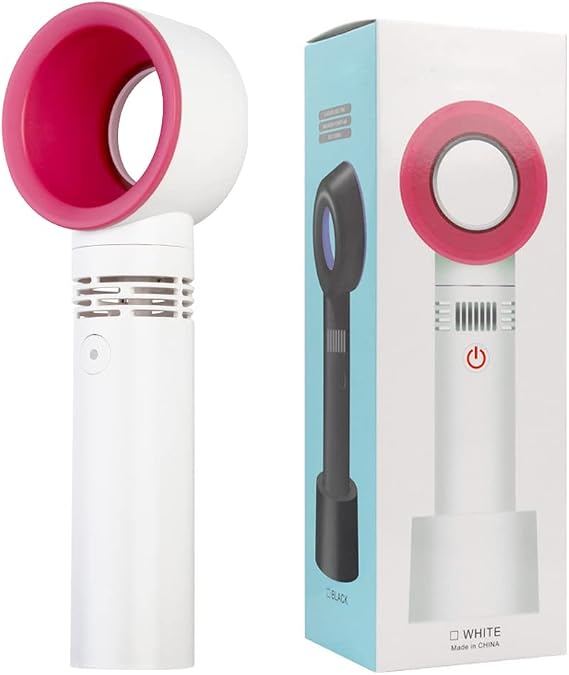 Portable Handheld Cooling Bladeless Fan USB Mini Fan Desktop Rechargeable Quiet 3 Gear (White)