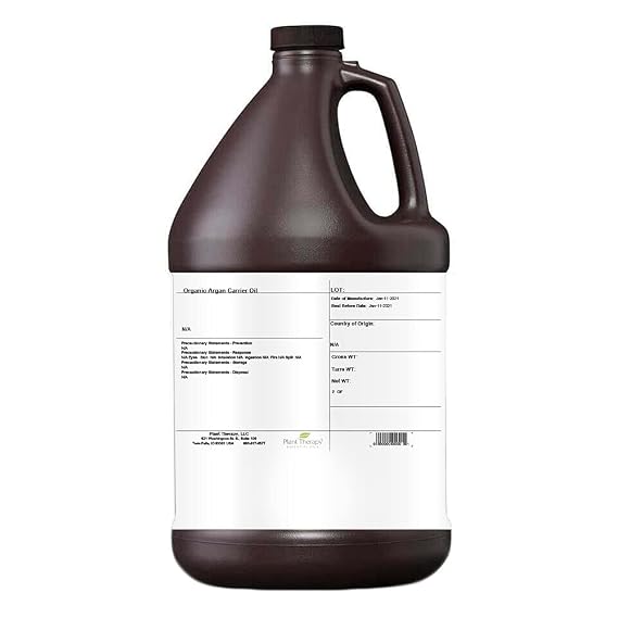 Plant Therapy Organic Argan Oil, USDA Certified, First-Press, Virgin, for Face, Hair, Skin, Nails and Cuticles 1 Gallon