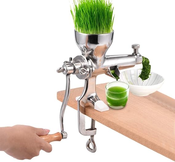 Portable Stainless Steel Wheatgrass Hand juicer, Heavy Duty Wheatgrass Extractor with Vacuum Suction Cup, do-it-Yourself Kitchen Tool for Soft Fruit Vegetables,