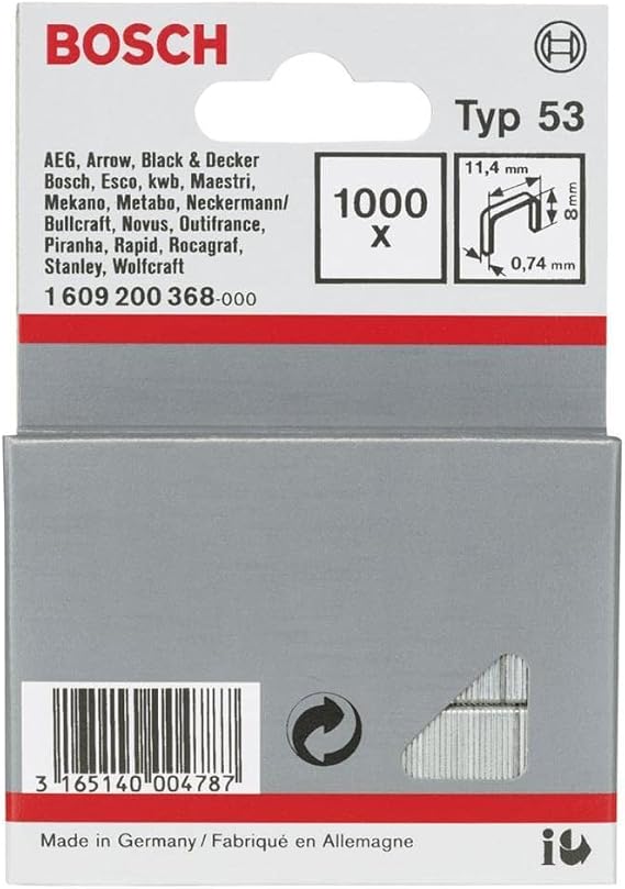 Bosch Zımba Teli, Gri, 11.4x0.74x8 mm, 1000 Adet