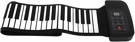 Generic Roll Up Keyboard Piano, Silicone 88 Keys Roll Up Piano Keyboards Hand Educational with Touch Control Panel Portable Foldable for Beginners Learning (88 keys in English)