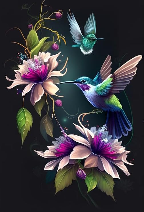 Hummingbird Diamond Painting Kits 5D Diamond Art Hummingbird DIY Drill Paintings with Art for Adults Home Wall Decor 12x18 Inch
