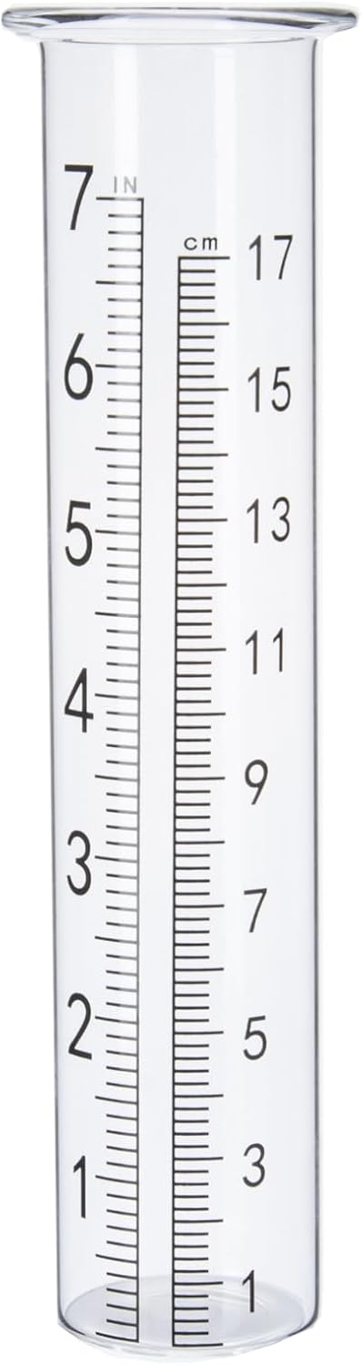 7 Capacity Rain Gauge Glass Replacement Tube for Yard Garden Outdoor Home, Lip Design 1
