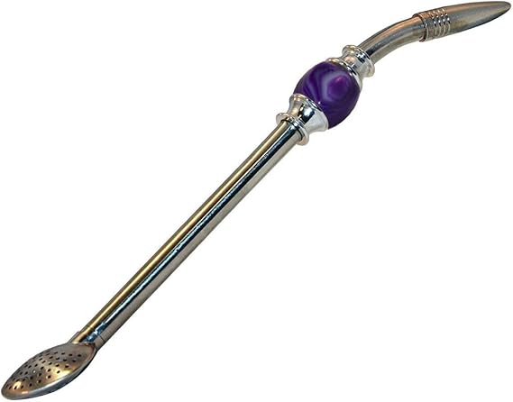 RECHERE Stainless Steel Yerba Mate Tea Bombilla Gourd Drinking Straw Filter Silver (Purple)