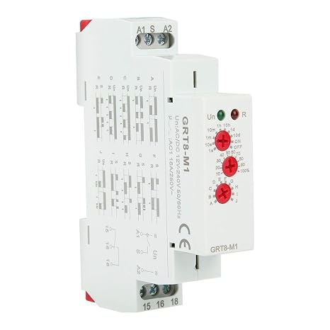 Jadeshay Time Relay 12V GRT8-M1 Multifunctional Time Delay Relay with 10 Functions DIN Rail Mount AC/DC 12V~240V