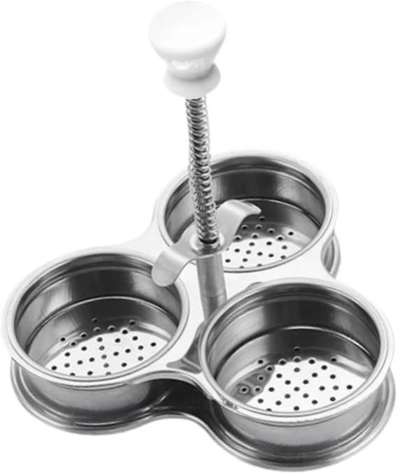 Stainless Steel Egg Poacher Poaching Pan Professional Easy to Clean Steamer Breakfast Cooking 3 Poached Eggs Cooker