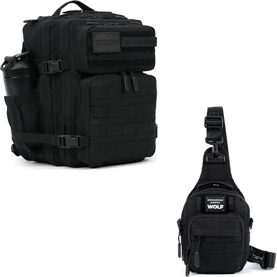 WOLFpak 25L Backpack (Nightshade) + 4L Alpha Black Sling Bag Bundle