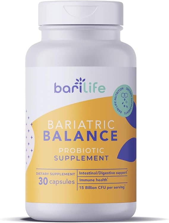 Bari Life Probiotic Supplement, Post-Op Bariatric Probiotics for Digestive Health, 30 Easy to Swallow Capsules, 15 Billion CFU