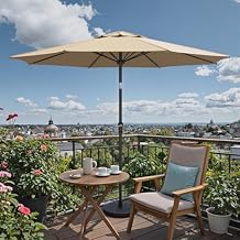 Sannwsg Patio Umbrellas, Pool Umbrella with 8 Sturdy Ribs, Outdoor Umbrella with Push Button Tilt/Crank, Deck Umbrellas, Market Umbrela Table for Backyard, Deck, Garden, Pool