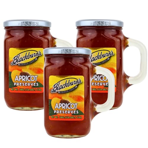 Blackburns Preserves & Jellys 18oz Jar Packed in a Glass Reusable Handled Mug Apricot Preserves