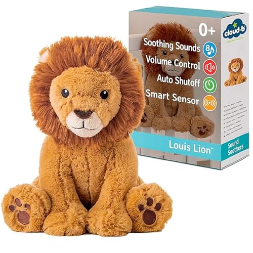 Cloud b Louis Lion Smart Sensor: Portable Baby Sound Machine & White Noise Soother. 8 Calming Lullabies & Nature Sounds. Travel-Ready Infant Sleep Aid & Nursery Registry Essential