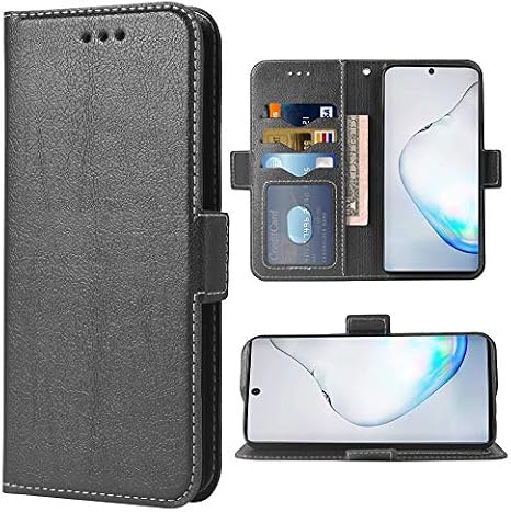 Phone Case for Samsung Galaxy Note 10 Folio Flip Wallet Case,PU Leather Credit Card Holder Slots Full Body Protection Kickstand Protective Phone Cover for Glaxay Note10 5G Not Notes 10s Ten Men Black