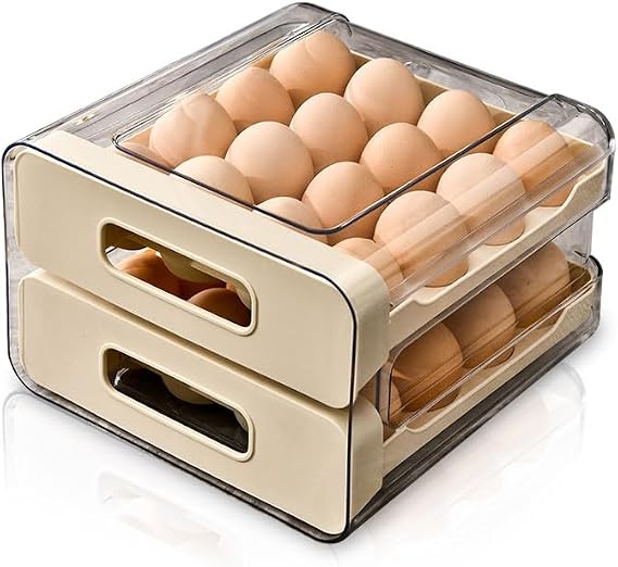 Koja 32-Egg Stackable Fridge Organizer - 2-Drawer BPA-Free Storage Container