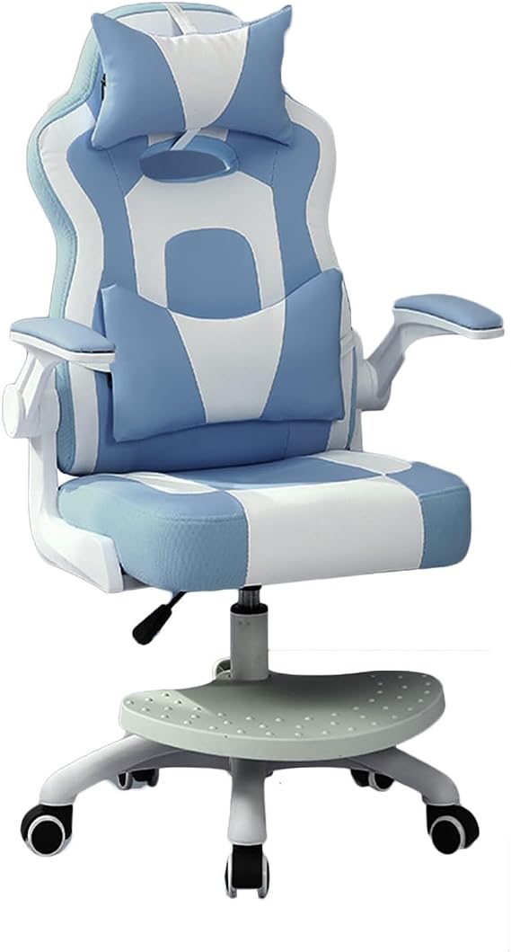 Ergonomic Children's Desks and Chairs, Children's Learning Computer Chairs, Height-Adjustable Waist Support Task Student Chairs, Suitable for Teenage Boys and Girls (Color : Blue)