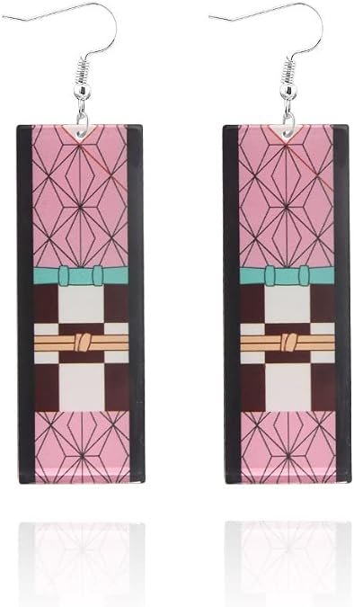 Tanjiro Earrings Hanafuda Anime Cosplay Gifts for Women Fans